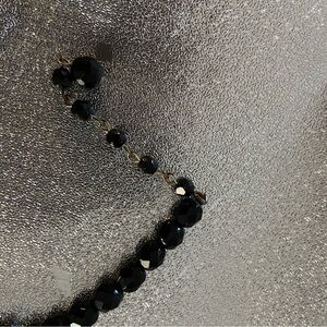Vintage Black Faceted Glass Necklace❣️